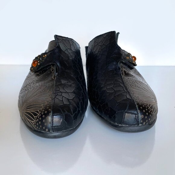 Helle Comfort Jemma 39 Slide Black Bootie Embossed Crocodile Jewel Heel US 8 - Picture 11 of 12